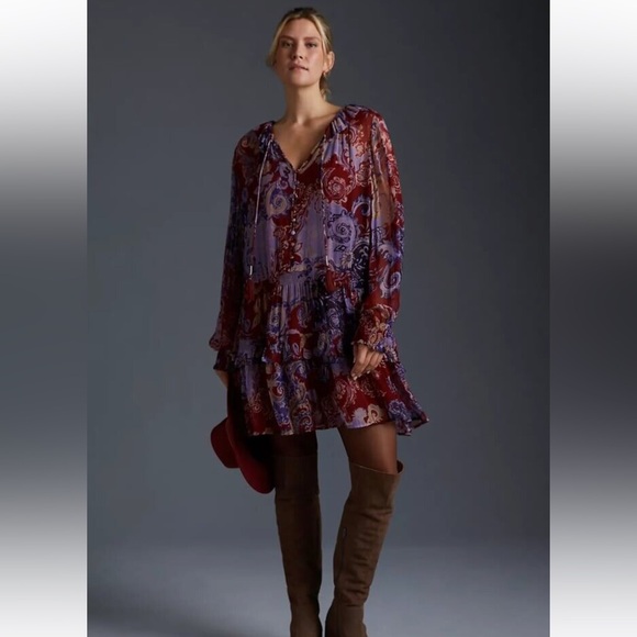 NWOT Anthropologie Marais Printed chiffon mini dress - Picture 7 of 13